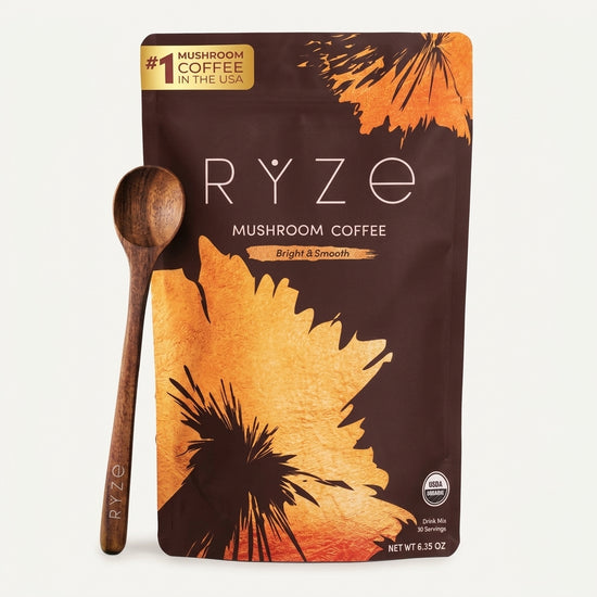RYZE Organic Mushroom Coffee – Medium Roast Adaptogenic Blend (30 Servings)